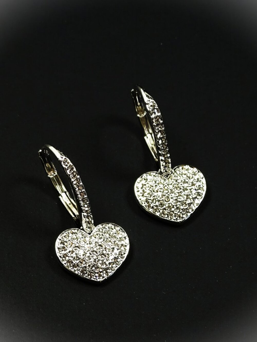 NADRI Rhodium Plate Metal & Clear Cubic Zirconia Heart Drop Earrings